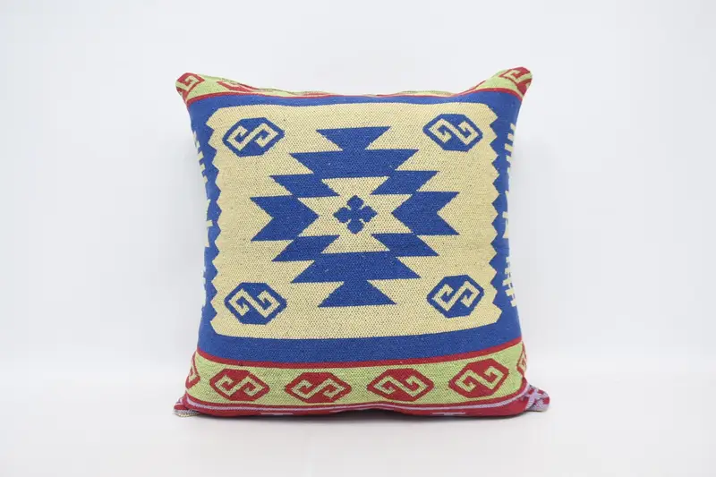 Bank Türkischer marokkanischer Euro-Kissenbezug, Geschenk für Mama, 28 x 28 Zoll, geometrischer, luxuriöser blauer Kissenbezug - 1