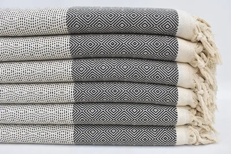 Turkish Blanket Personalized Black Diamond Throw, 103x79 Inches