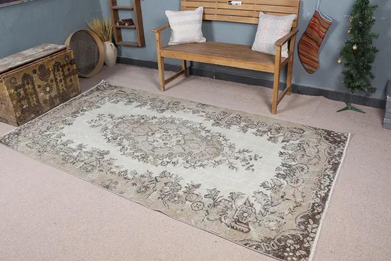 Elegant Bej Soyut Halı, 135x260 cm Şık Yaşam Alanı