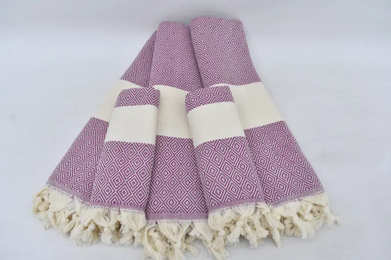 Bathroom Towel Organic Cotton Purple Beige, 70x40 Inches