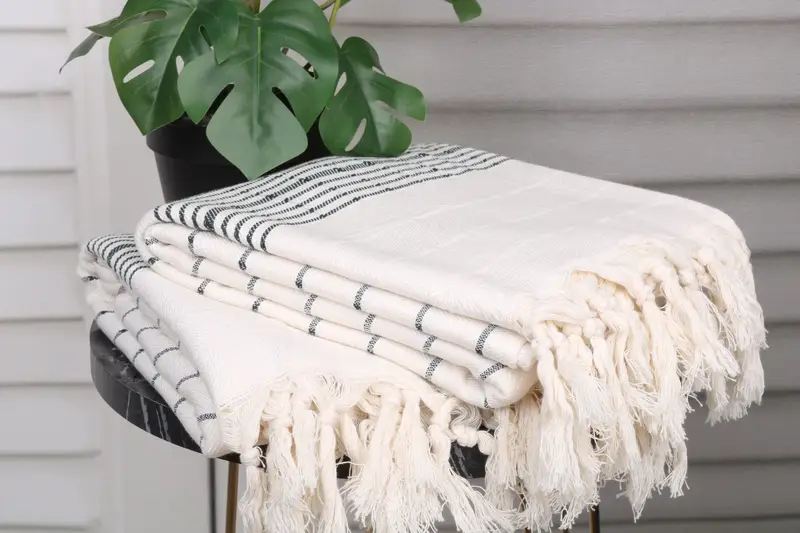Towel With Name, Valentines Day Gift For Her, Grandma Gift, Bridal Shower Favors, Monogrammed Beach Towel, 70x40 Cotton Striped Towel, Gift For Her - 3