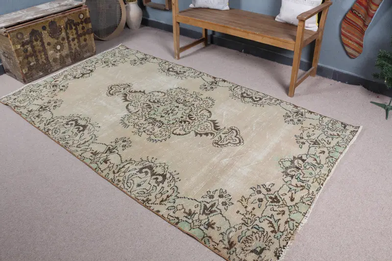 エレガントなモロッコ風ラグ、4.5x8.2フィート ブラウン&グリーン