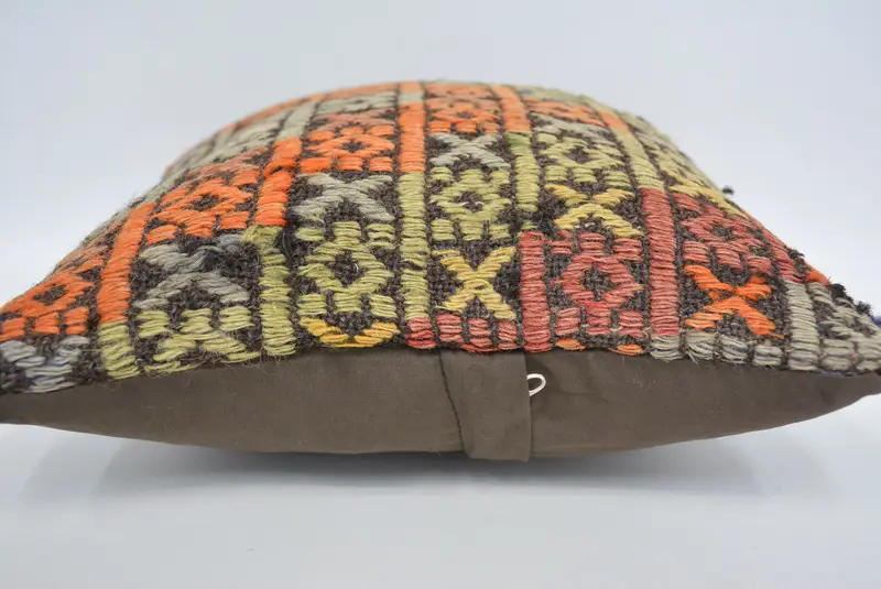 Couch Cushion Case, 12x12 Orange Pillow, Turkish Kilim Pillow, Vintage Kilim Pillow, Vintage Kilim Throw Pillow, Turkish Corner Cushion, Pillow - 5