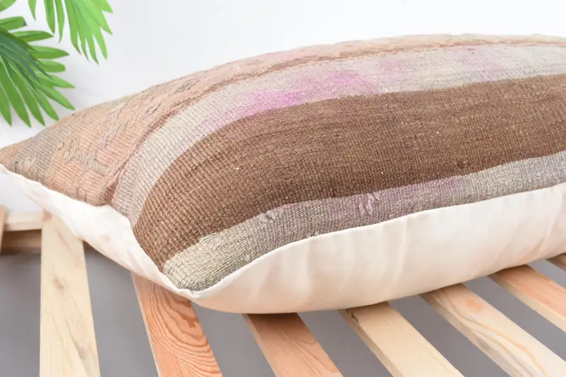 Vintage Kilim Throw Pillow, Handmade Kilim Cushion, Cushion, Interior Designer Pillow, Comfy Throw Pillow Case, 16x36 Brown Cushion Cover - 6