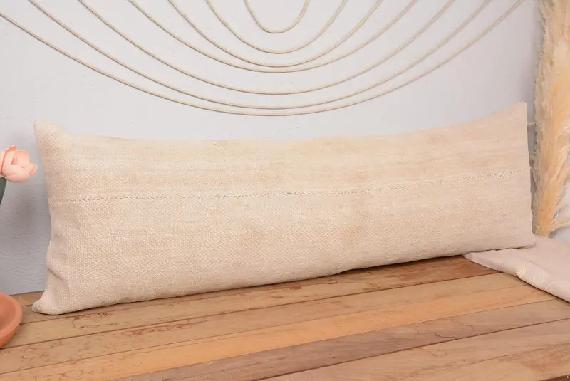 Handgefertigtes 16x48 Kelim Kissen, Vintage Patchwork Kissen