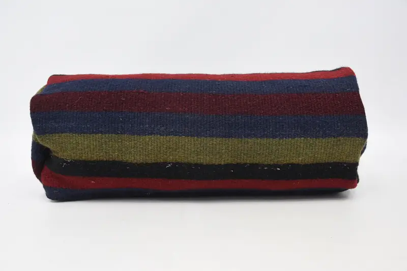 İşlemeli Mavi ve Yeşil Kırlent, Vintage El Yapımı Yastık