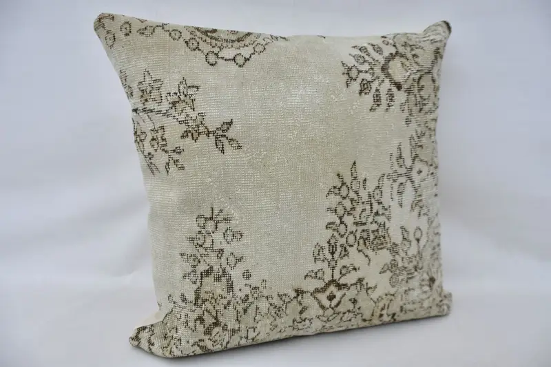 Pillow for Sofa, Tribal Cushion Cover, 32x32 Beige Cushion Cover, Cushion, Handmade Kilim Cushion, Kilim Pillow, Customized Pillow Cover - 3