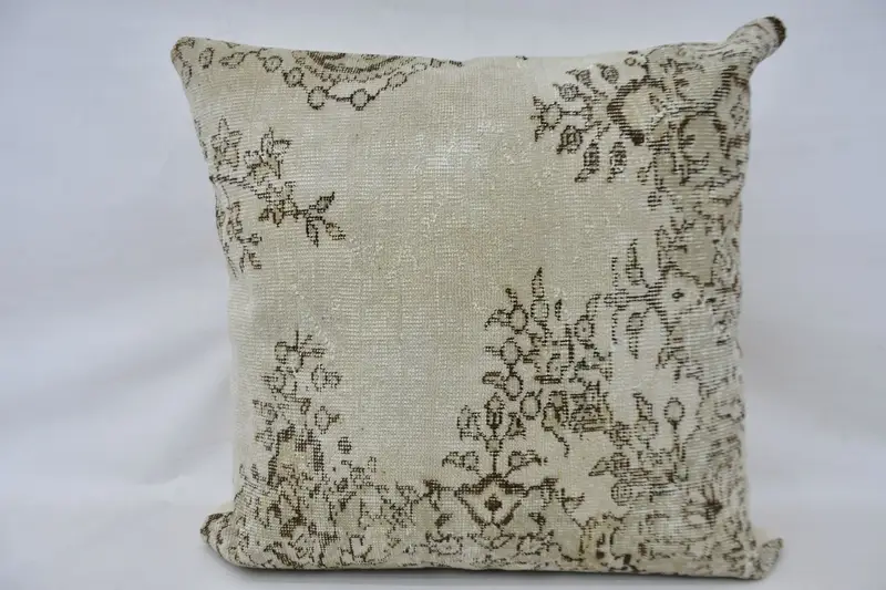 Pillow for Sofa, Tribal Cushion Cover, 32x32 Beige Cushion Cover, Cushion, Handmade Kilim Cushion, Kilim Pillow, Customized Pillow Cover - 4