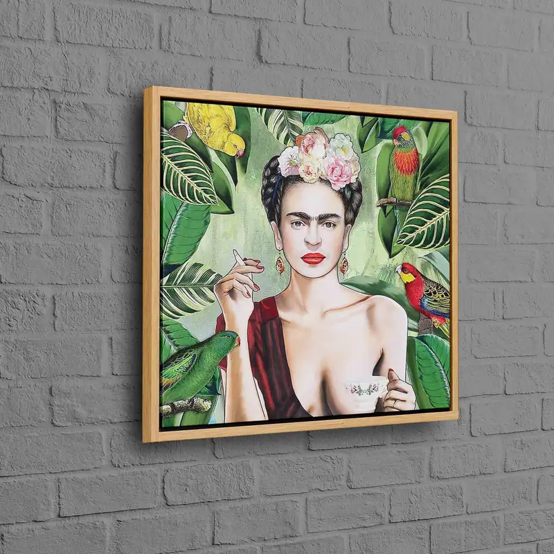 フリーダ・カーロ ティーカップ 鳥 ジャングル キャンバス プリント - 鮮やかな装飾