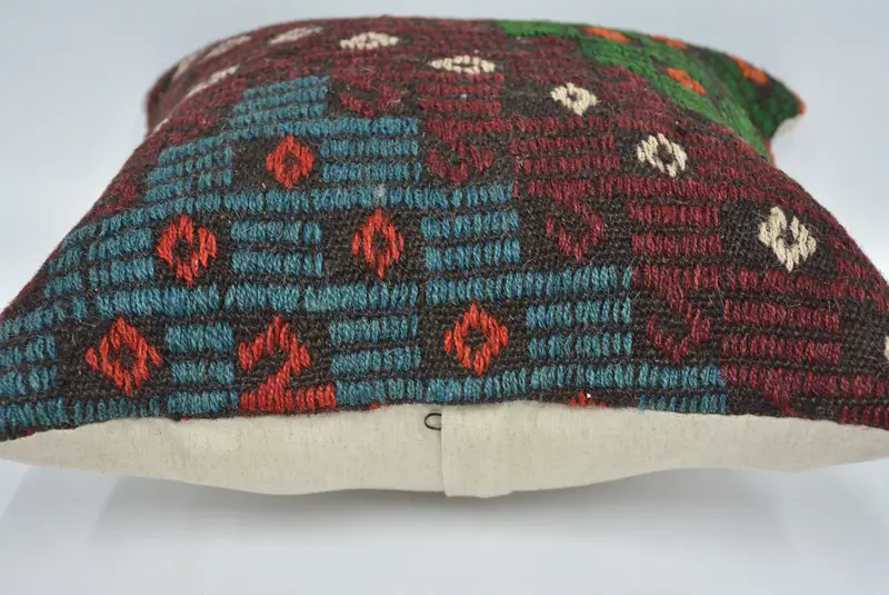 16x16 Red Cushion Cover, Interior Designer Pillow, Pillow Sham, Tribal Pillow, Pillow for Sofa, Kilim Cushion Sham, Patio Pillow - 5