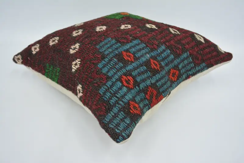 16x16 Red Cushion Cover, Interior Designer Pillow, Pillow Sham, Tribal Pillow, Pillow for Sofa, Kilim Cushion Sham, Patio Pillow - 6