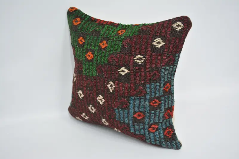 16x16 Red Cushion Cover, Interior Designer Pillow, Pillow Sham, Tribal Pillow, Pillow for Sofa, Kilim Cushion Sham, Patio Pillow - 4