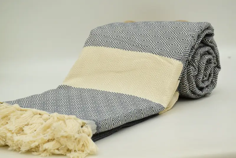 92x80 Cotton Diamond Towel, Turkish Bedcover, Turkish Towel Blanket, Bridal Shower Gifts, Decorative Blanket, Woven Blanket, Personalized Blanket - 7