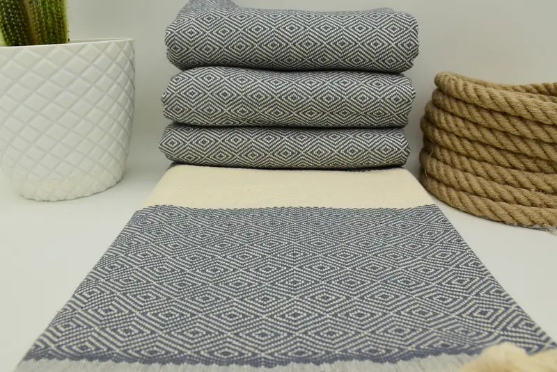 92x80 Cotton Diamond Towel, Turkish Bedcover, Turkish Towel Blanket, Bridal Shower Gifts, Decorative Blanket, Woven Blanket, Personalized Blanket - 6