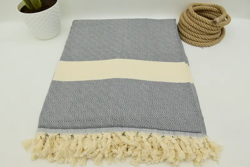 92x80 Cotton Diamond Towel, Turkish Bedcover, Turkish Towel Blanket, Bridal Shower Gifts, Decorative Blanket, Woven Blanket, Personalized Blanket - 8