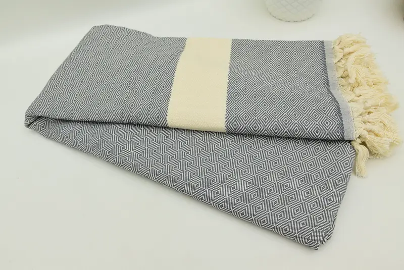 92x80 Cotton Diamond Towel, Turkish Bedcover, Turkish Towel Blanket, Bridal Shower Gifts, Decorative Blanket, Woven Blanket, Personalized Blanket - 3