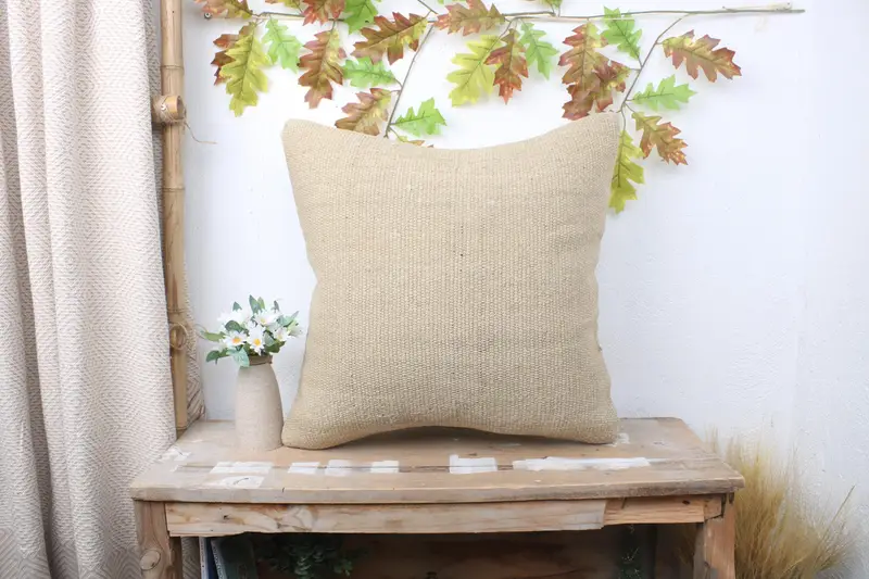20x20 Beige Cushion Case, Floor Cushion, Pillow Sham, Throw Kilim Pillow, Pillow for Sofa, Decorative Pillow Sham, Kilim Pillow - 1