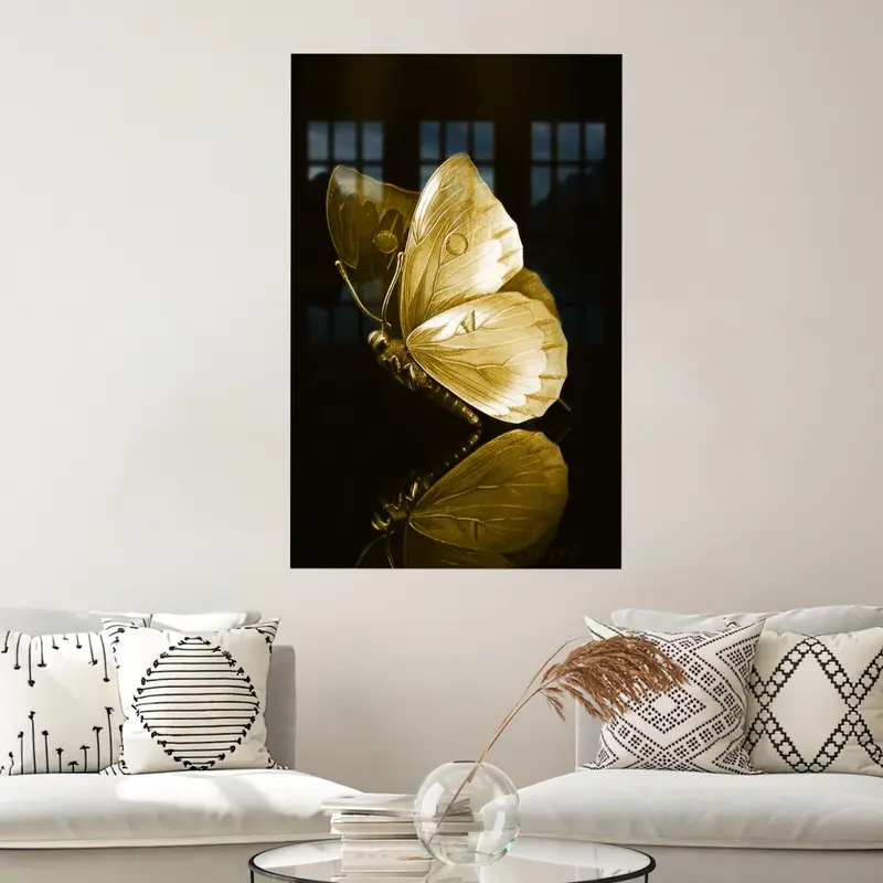 Modern Lüks Baskılı Cam: Ev Dekorasyonunda Kelebek Şıklığı