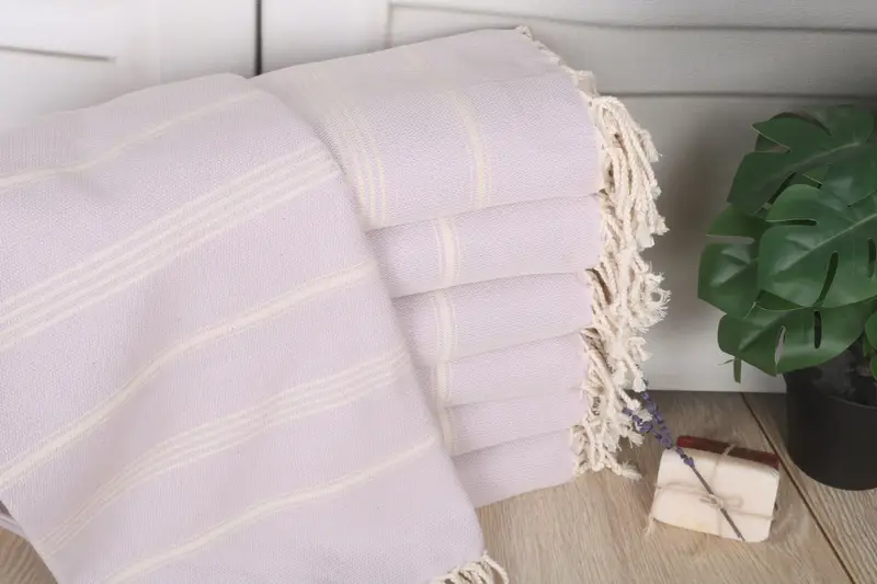 Wedding Gift Striped Towel 40x71 Inches Lilac Organic Cotton