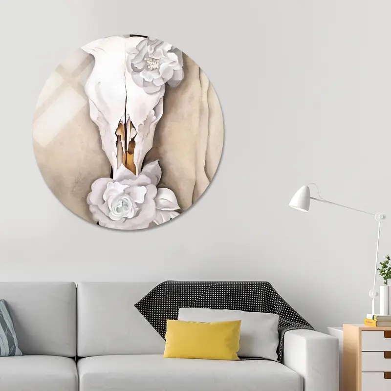 Georgia O'Keeffe Çiçek Kafatası Baskılı Kanvas Tablodan Esinlendi