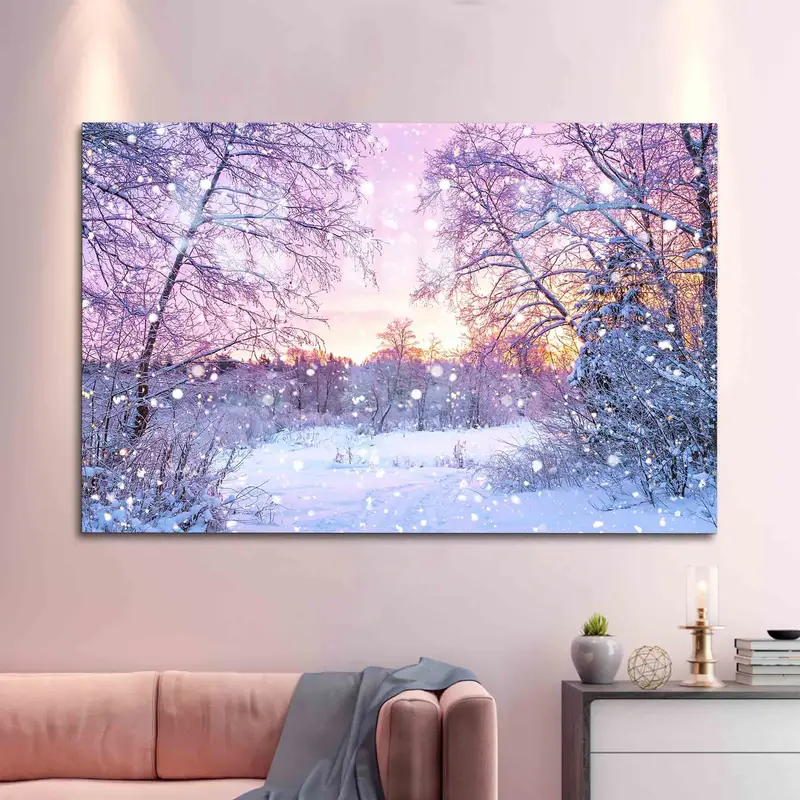 Vidrio impreso elegante: diseño de paisaje de bosque invernal