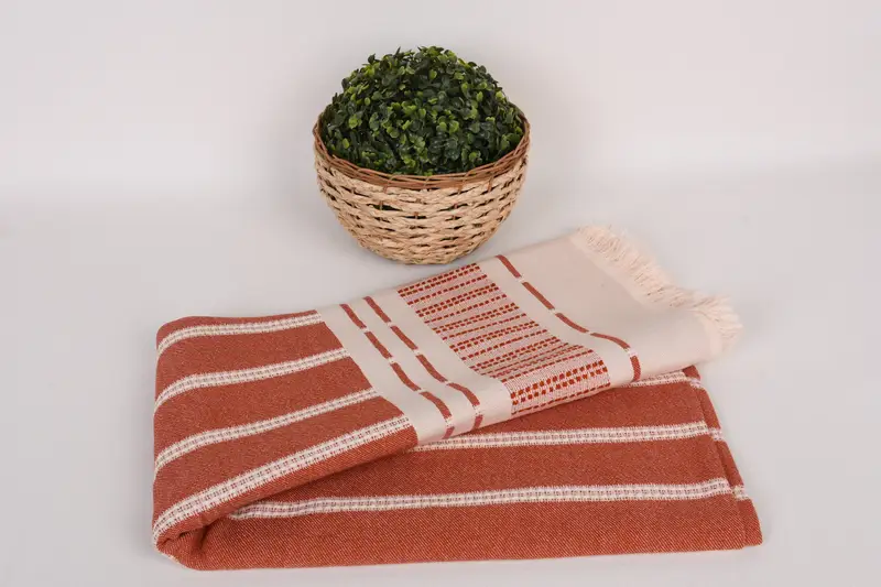 Wedding Towel, Handwoven Turkish Towel, Personalize Gift, Bridal Shower Favors, Turkish beach towel, Quick-dry peshtemal, 68x36 Cotton Striped Towel - 5