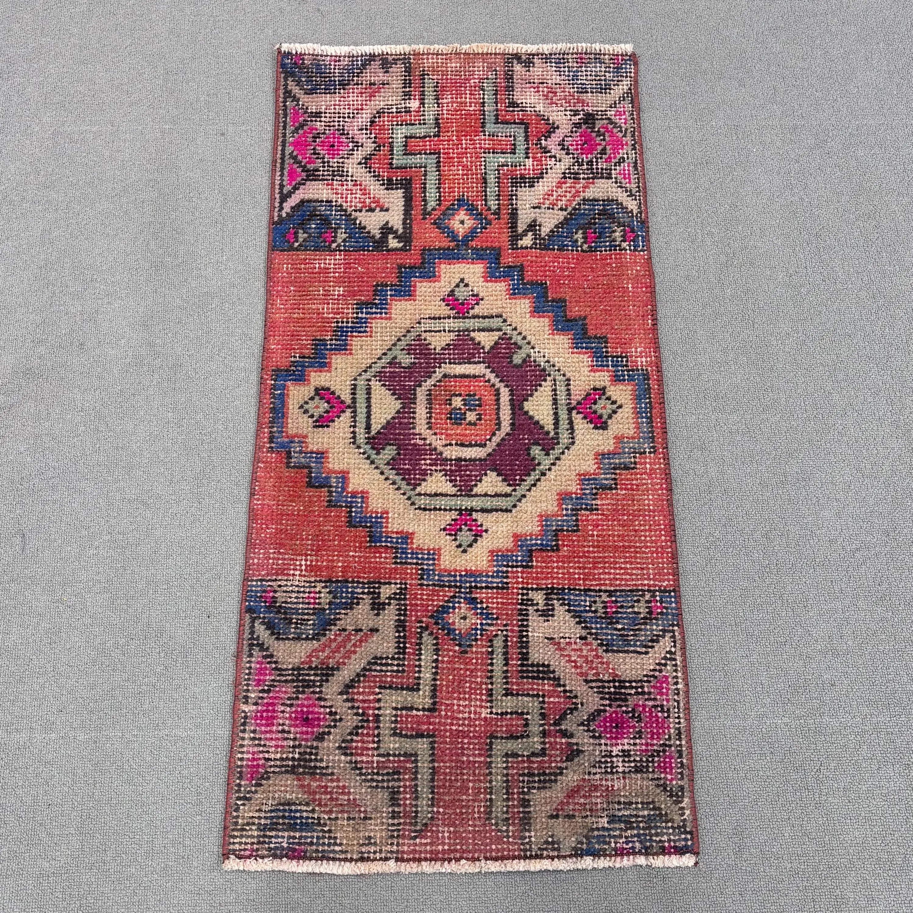 Turkish Rug, Small 1.4x3 ft Rug, Red Ombré Rug - 1