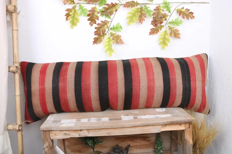 Outdoor Cushion Cover, Turkish Kilim Pillow, Pillow Case, Luxury Pillow Case, 16x48 Red Pillow Cover, Kilim Cushion Sham, Home Decor Pillow - 1