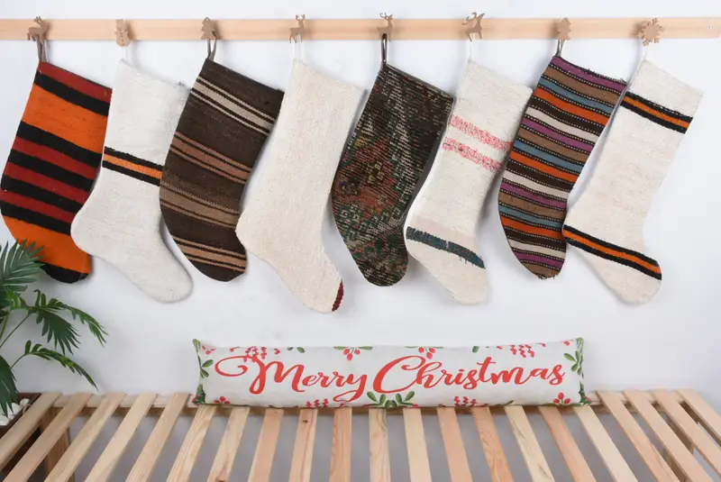 Festive Kilim Stocking, 8-Inch Christmas Ornaments Stocking