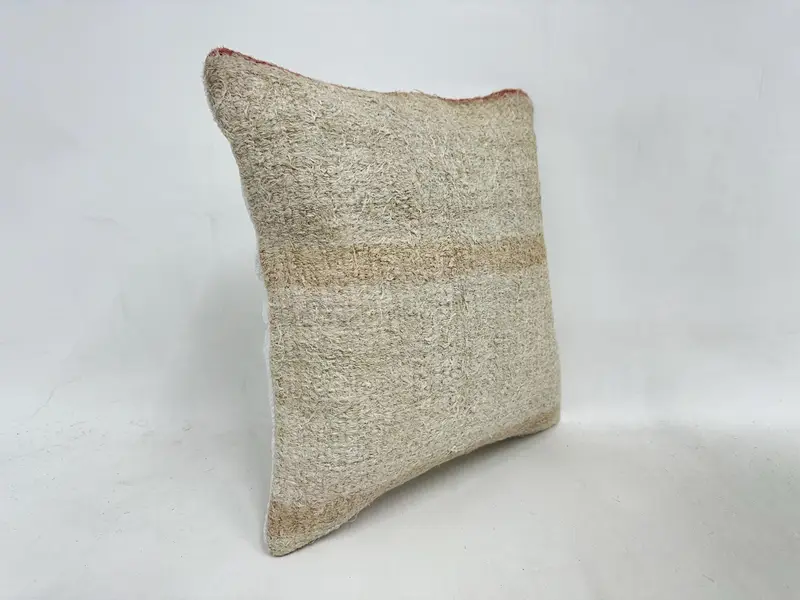 16x16 Beige Pillow Case, Cushion Case, Neutral Cushion Case, Outdoor Throw Cushion, Boho Pillow, Pillow for Sofa, Handmade Kilim Cushion - 3