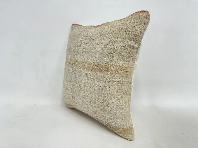 16x16 Beige Pillow Case, Cushion Case, Neutral Cushion Case, Outdoor Throw Cushion, Boho Pillow, Pillow for Sofa, Handmade Kilim Cushion - 4