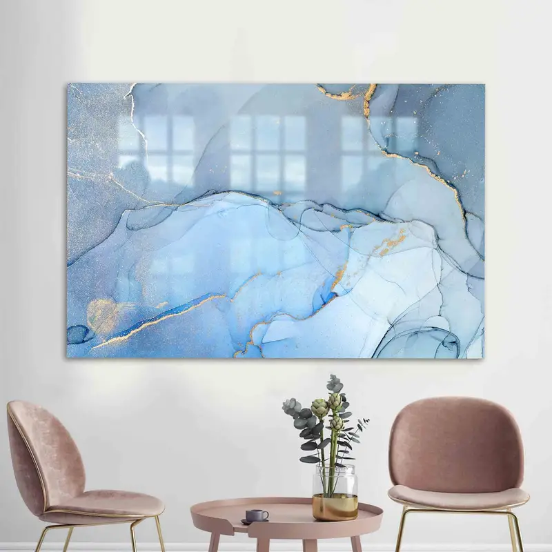 エレガントで現代的なゴールド大理石プリントガラス - モダンエレガンス