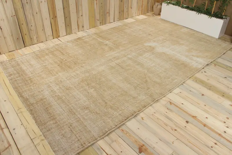 Alfombra vintage de 7,2x12,3 pies, alfombra turca de gran tamaño, alfombra beige marrón - 1