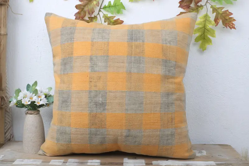 Pillow Case, Wholesale Pillow Case, 20x20 Yellow Pillow Case, Vintage Kilim Throw Pillow, Boho Pillow, Throw Kilim Pillow, Garden Cushion - 2