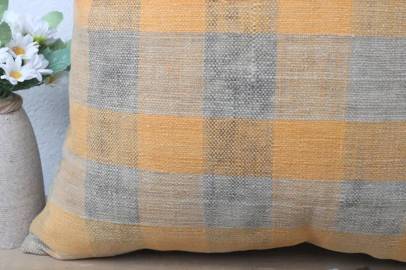 Pillow Case, Wholesale Pillow Case, 20x20 Yellow Pillow Case, Vintage Kilim Throw Pillow, Boho Pillow, Throw Kilim Pillow, Garden Cushion - 3