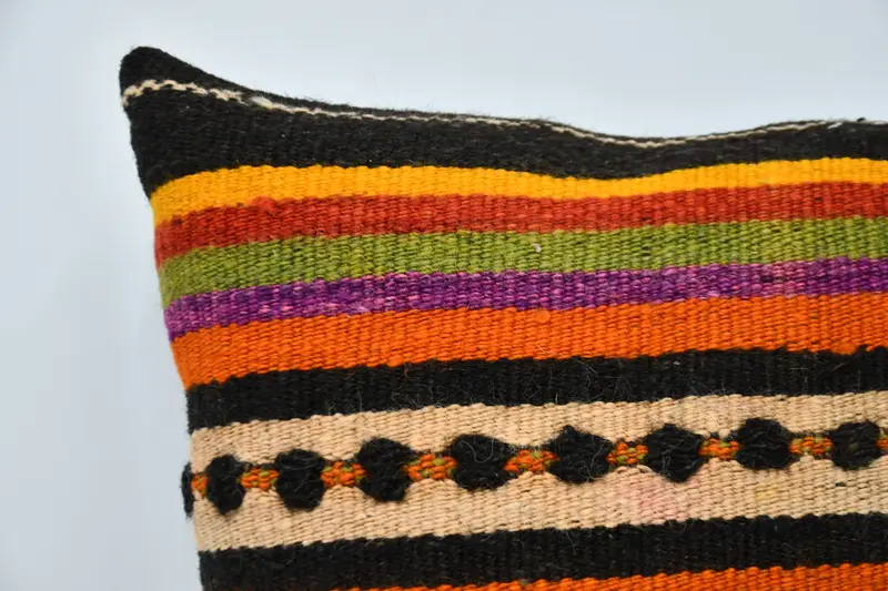 Kilim Cushion Sham, Wool Kilim Pillow Pillow Sham, Home Decor Pillow, Antique Pillows, 24x24 Orange Cushion, Anatolian Pillow Cover, Pillow - 2