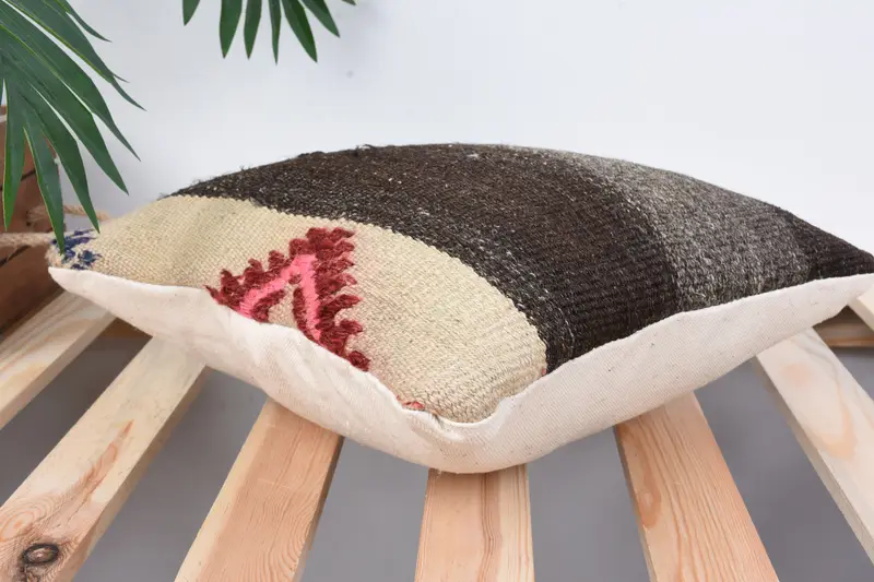 Vintage Kilim Throw Pillow, Handmade Kilim Cushion, 12x12 Brown Pillow Case, Sofa Bolster Pillow, Sofa Pillow Sham, Home Decor Pillow, Cushion - 6