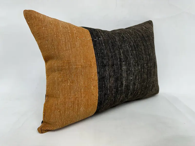 Türk yastığı, nötr yastık örtüsü, 20x28 kahverengi yastık kasası, etnik yastık kasası, yastık, vintage yastık, vintage Kilim yastığı - 3