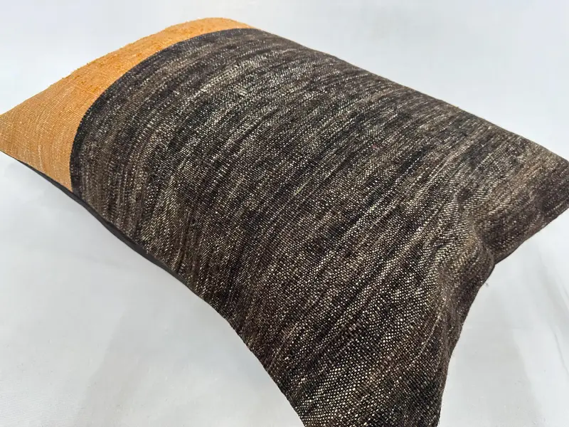 Türk yastığı, nötr yastık örtüsü, 20x28 kahverengi yastık kasası, etnik yastık kasası, yastık, vintage yastık, vintage Kilim yastığı - 6
