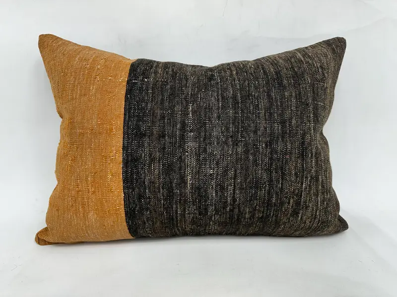 Türk yastığı, nötr yastık örtüsü, 20x28 kahverengi yastık kasası, etnik yastık kasası, yastık, vintage yastık, vintage Kilim yastığı - 1