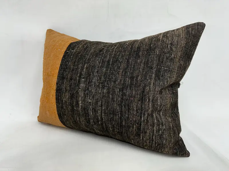 Türk yastığı, nötr yastık örtüsü, 20x28 kahverengi yastık kasası, etnik yastık kasası, yastık, vintage yastık, vintage Kilim yastığı - 4