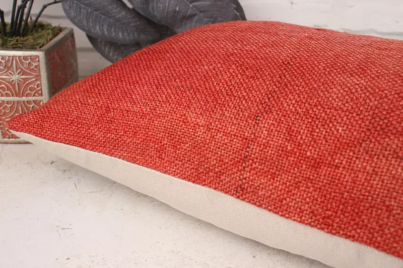 Anatolian Pillow, Home Decor Pillow, 12x20 Red Pillow, Antique Pillows, Cushion, Kilim Rug Pillow Case, Pillow for Couch, Cotton Pillow Cover - 6
