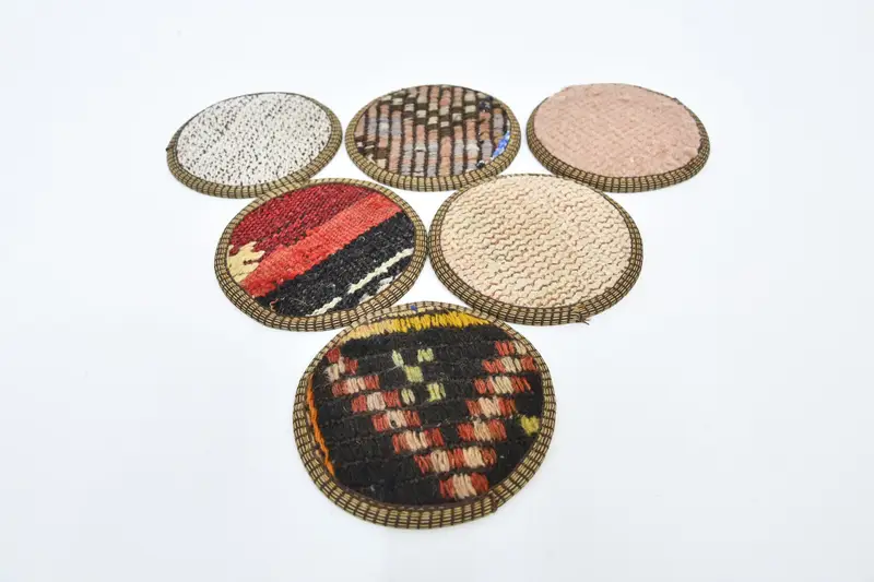 Posavasos redondos bohemios, almohadillas antideslizantes rojas y marrones