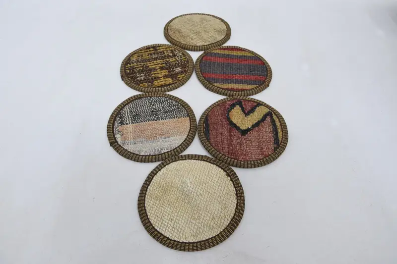 Blue and Brown Striped Coaster, Durable Non Slip Coaster