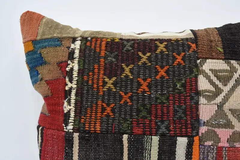 Boho Pillow, Luxury Pillow Sham, Home Decor Pillow, Ethnical Kilim Rug Pillow, 24x24 Orange Cushion Case, Designer Throw Pillow Sham, Cushion Case - 2