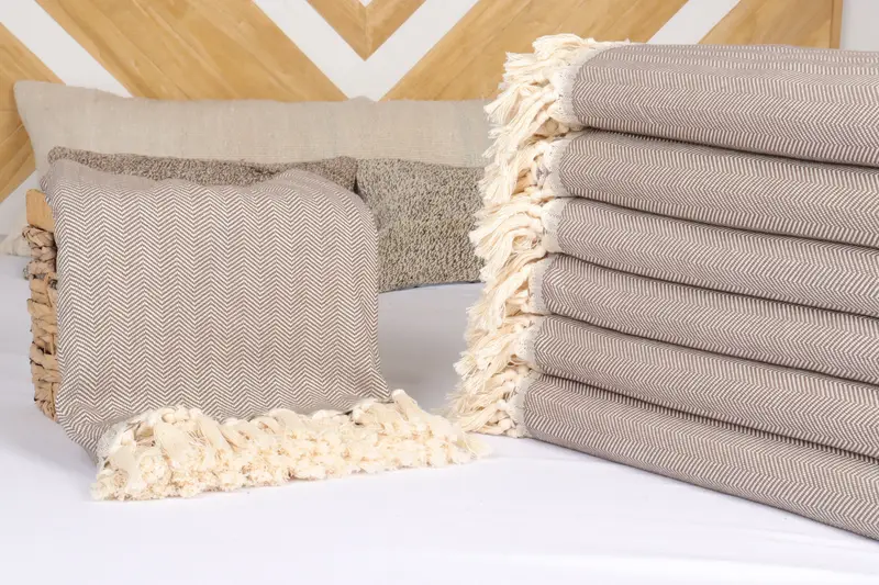 Throw Blanket, Personalized Gifts, 100x80 Cotton Herringbone Towel, Organic Throw, Decorative Bedspread, Wedding Favors, Gift For Mom - 4