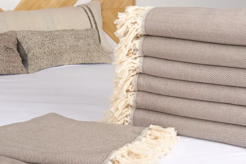 Throw Blanket, Personalized Gifts, 100x80 Cotton Herringbone Towel, Organic Throw, Decorative Bedspread, Wedding Favors, Gift For Mom - 3