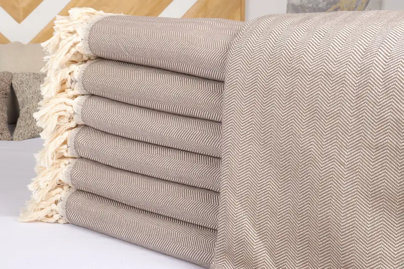 Throw Blanket, Personalized Gifts, 100x80 Cotton Herringbone Towel, Organic Throw, Decorative Bedspread, Wedding Favors, Gift For Mom - 2