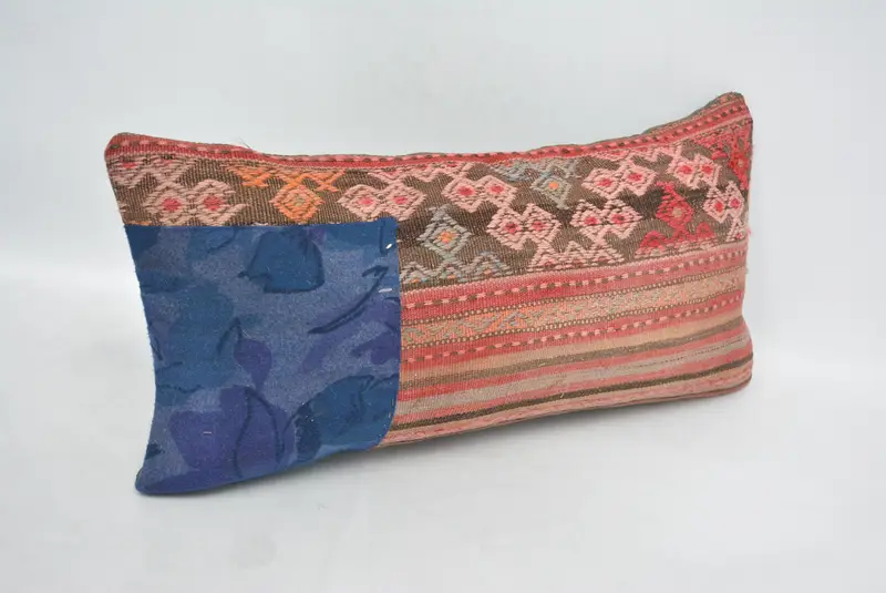Pillow Sham, 12x24 Blue Cushion, Vintage Pillow Sham, Aesthetic Cushion, Handmade Kilim Cushion, Throw Kilim Pillow, Kilim Pillow - 3