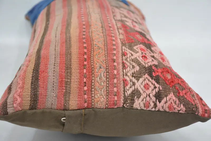 Pillow Sham, 12x24 Blue Cushion, Vintage Pillow Sham, Aesthetic Cushion, Handmade Kilim Cushion, Throw Kilim Pillow, Kilim Pillow - 5